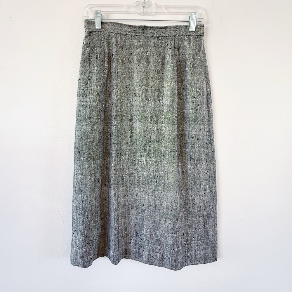 Vintage 100% Silk Midi Skirt Women 10 Tweed Pencil Office Professional Classic
